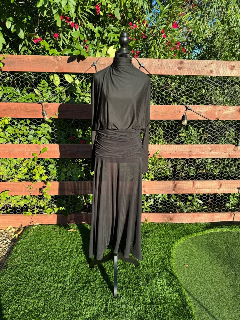 Commense Black Maxi Dress with High Neck